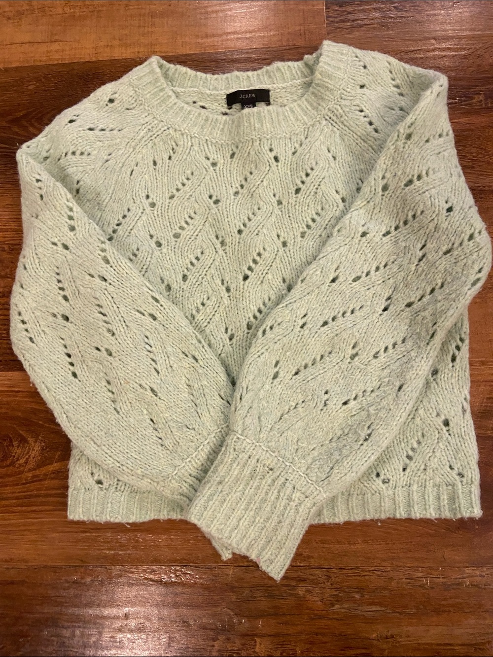 J. Crew Pale Mint Open-Knit Crewneck Sweater